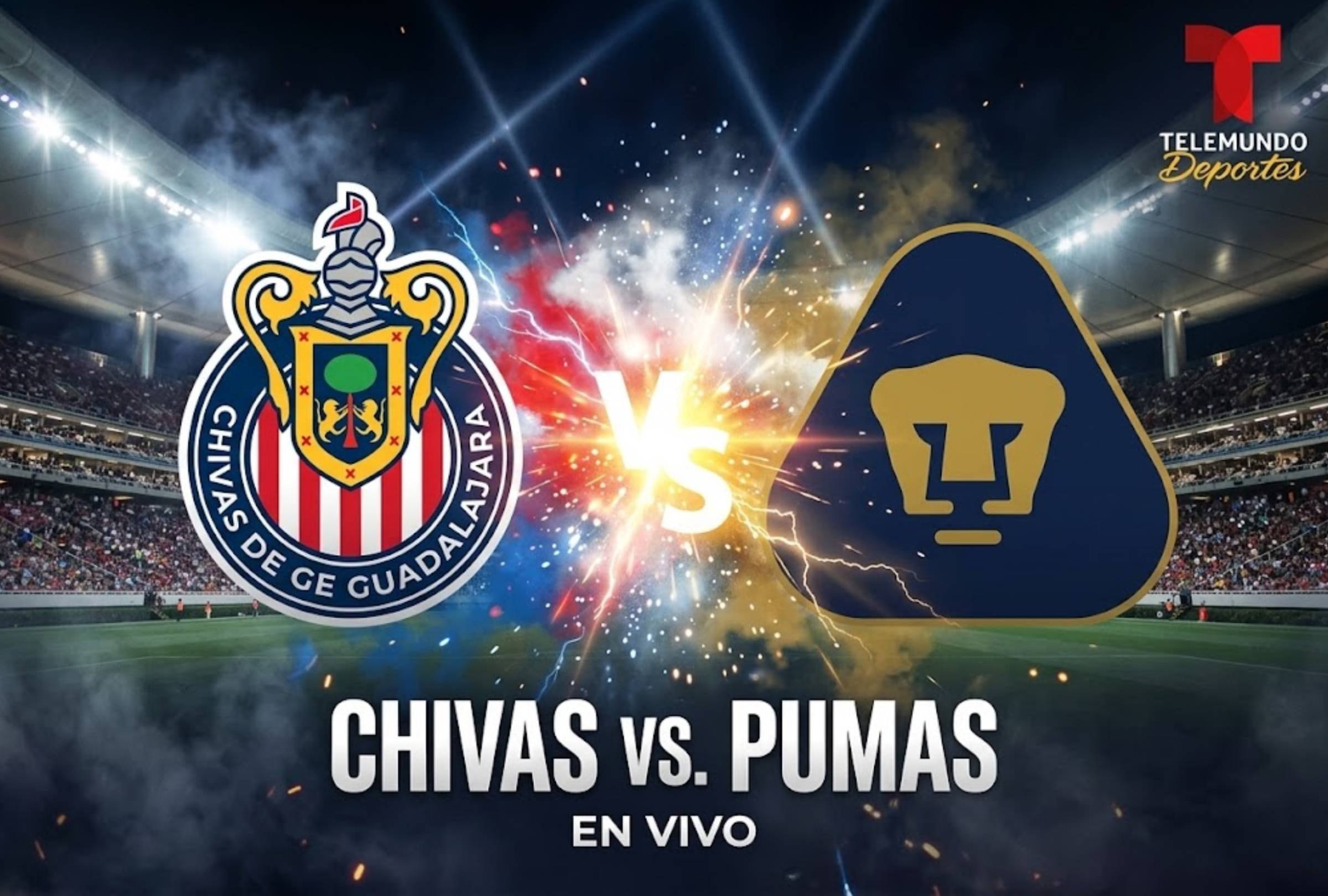 GUADALAJARA, JALISCO, MÉXICO, (13-09-2026).- Telemundo Deportes transmitirá EN VIVO el partido de Chivas de Guadalajara vs. Pumas UNAM por la Liga MX desde el Estadio Akron. FOTO: Imagen creada por la IA de Gemini.
