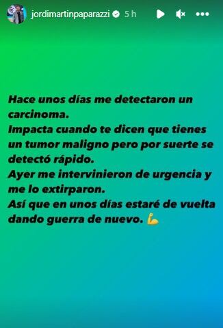 El periodista español manifestó que fue operado de urgencia (Foto: Jordi Martín / Instagram)