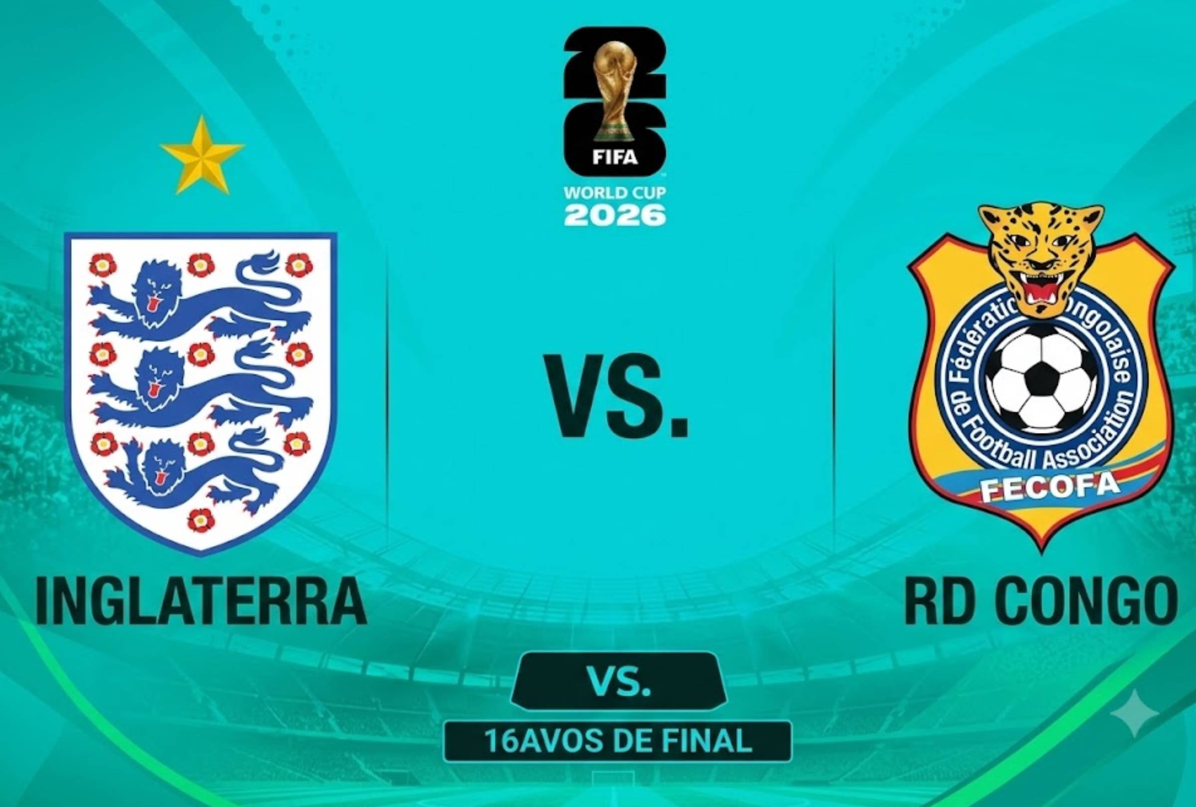 ATLANTA, GEORGIA (ESTADOS UNIDOS), 1/07/2026.- Canal de TV para ver EN VIVO el partido de Inglaterra vs. RD Congo por los 16avos de final del Mundial 2026 desde el Estadio Mercedes-Benz, Atlanta, Georgia. Imagen creada por Gemini.