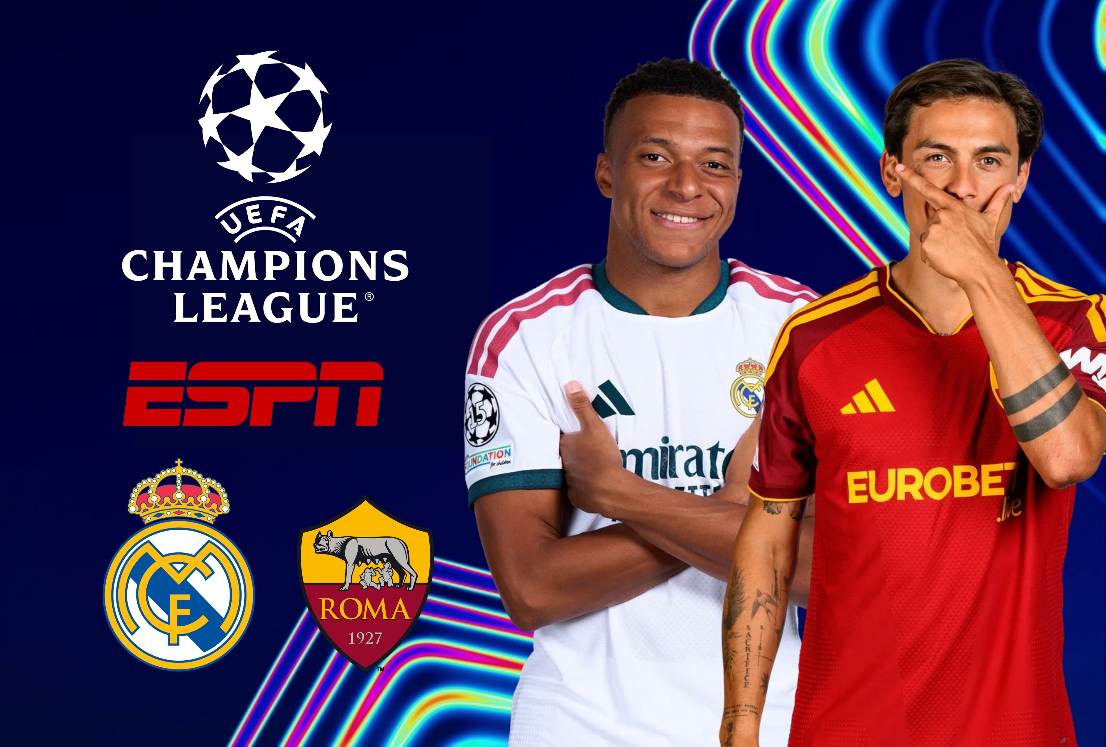 Acceda a la cobertura en vivo del partido Real Madrid vs. Roma por la señal de ESPN y Disney Plus. Conozca los canales de televisión disponibles y las opciones de streaming para ver el encuentro de Champions League por Internet. | Crédito: uefa.com / Composición Depor