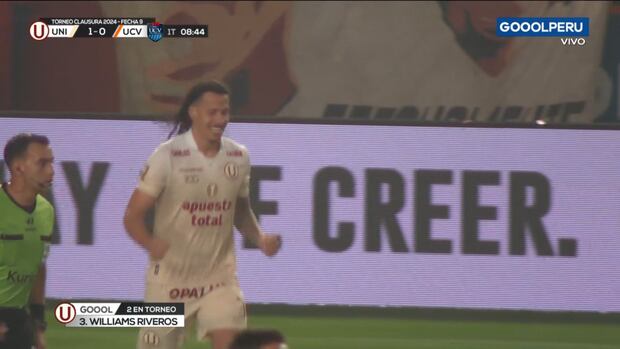 William Riveros puso el 1-0 de cabeza a favor de Universitario vs César Vallejo por Torneo Clausura de la Liga 1. (Foto: GOLPERU)