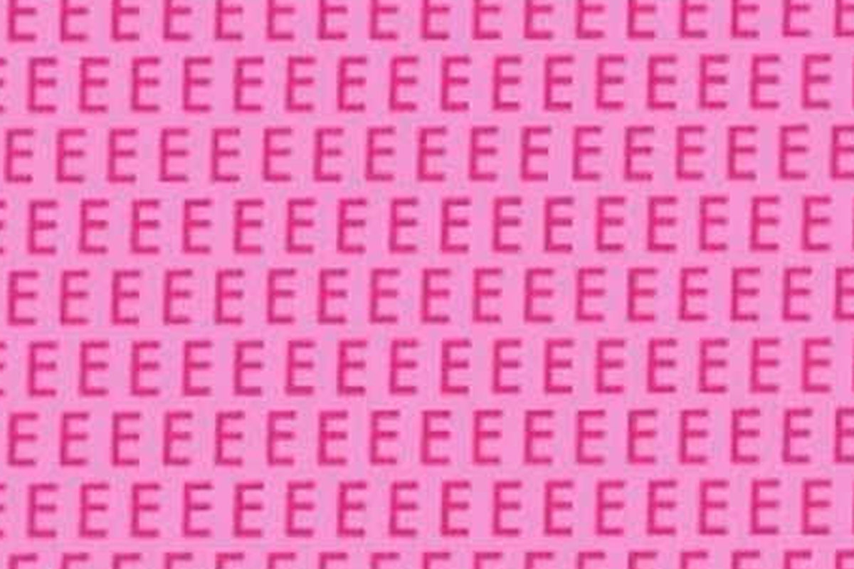 RETO VIRAL | En esta imagen, cuyo fondo es de color rosado, hay muchas vocales ‘E’. Entre ellas, está la letra ‘F’. (Foto: MDZ Online)