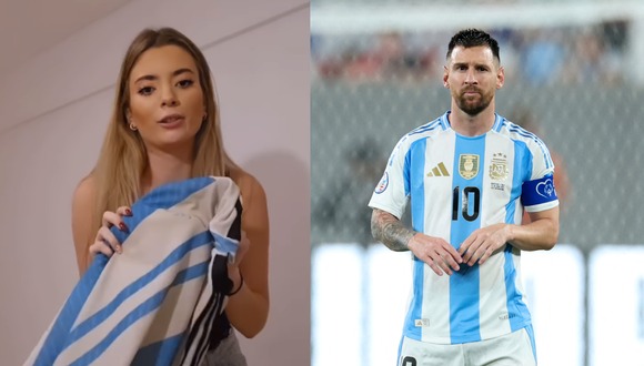 La influencer Candela Fassino sorteó la camiseta argentina firmada por Lionel Messi tras descubrir infidelidad de su expareja. (Foto: Instagram/candefassino | AFP).