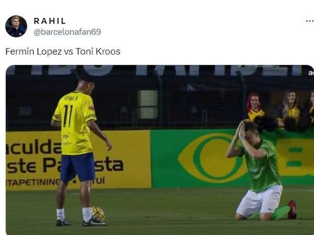 Barcelona vs. Real Madrid | Fermín López y Toni Kroos se vieron las caras en el Estadio Olímpico de Montjuic. (Foto: @barcelonafan69 / Twitter)