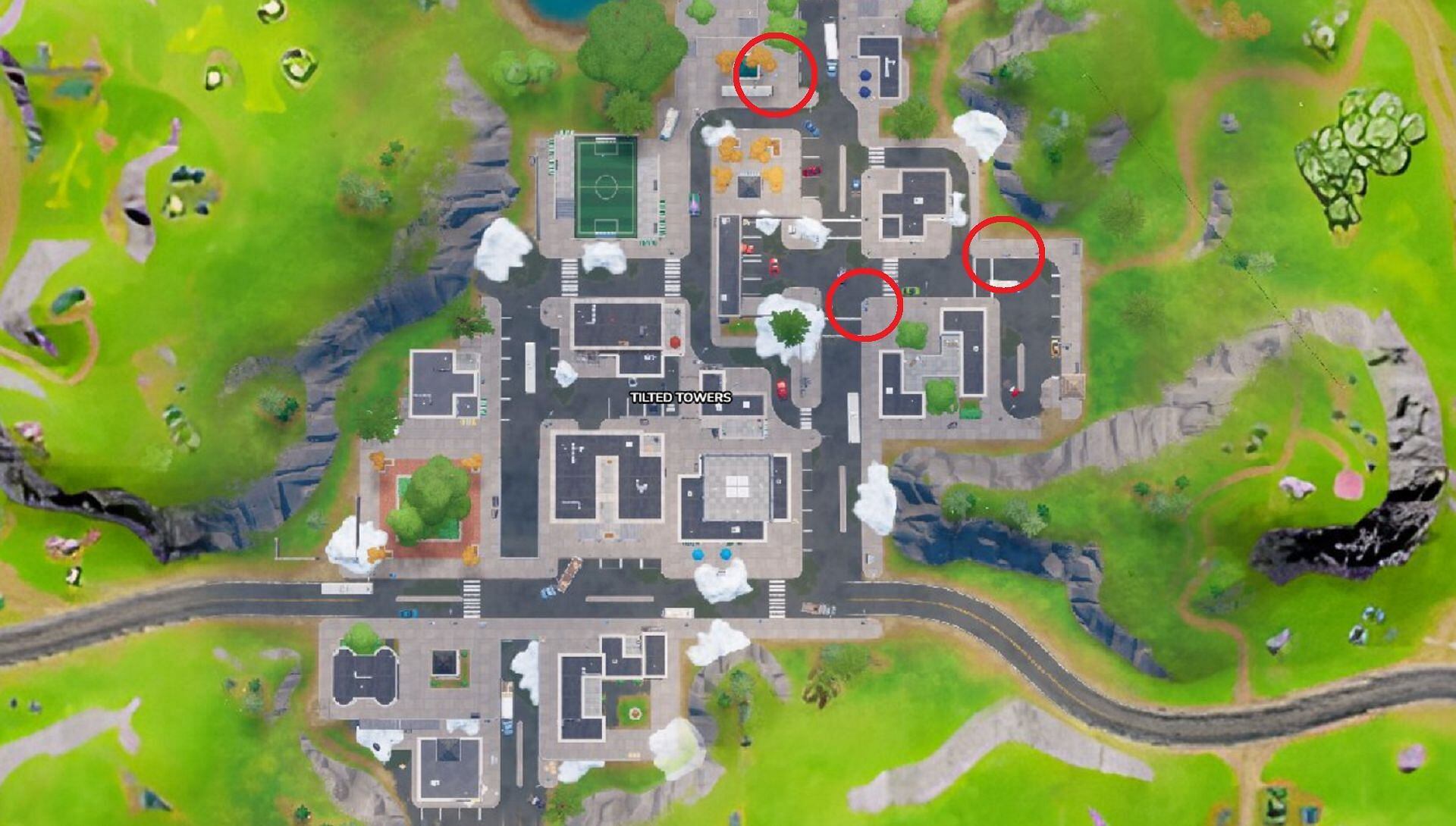 Ubicaciones de buzones en Tilted Towers en el Capítulo 3 Temporada 1
