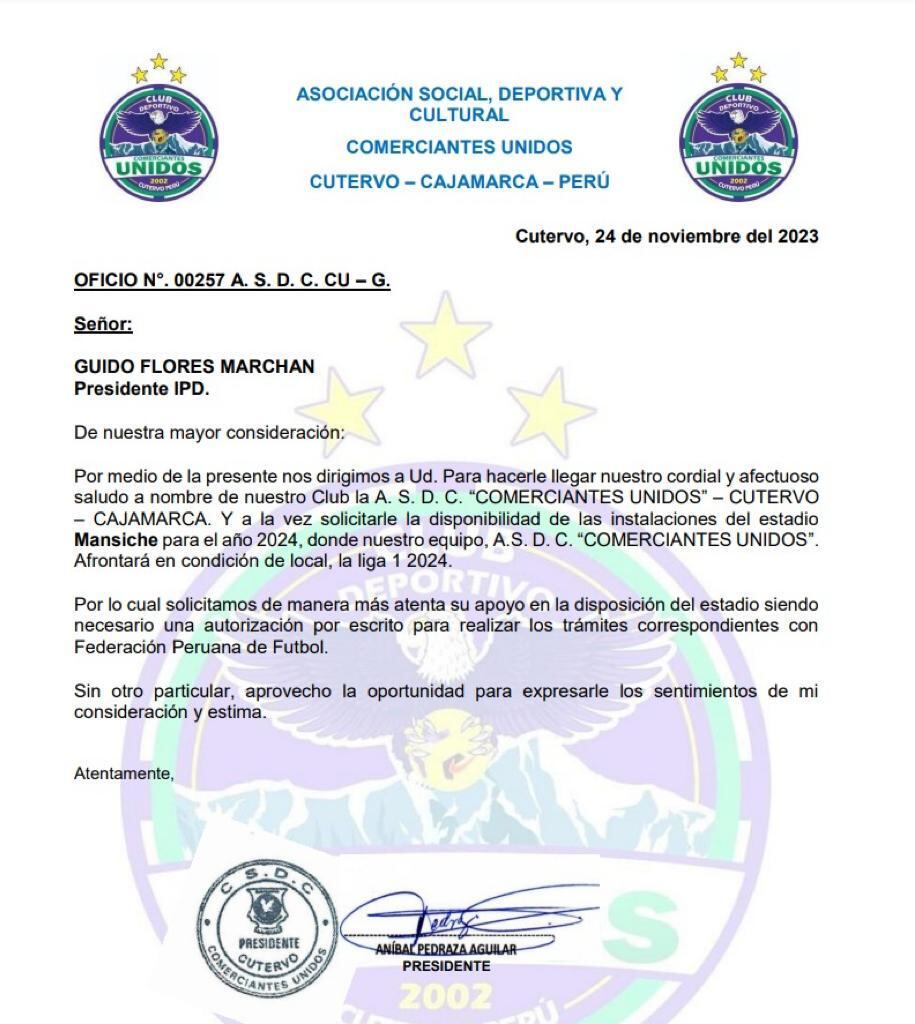 Comerciantes Unidos podría jugar la Liga 1 en Trujillo.