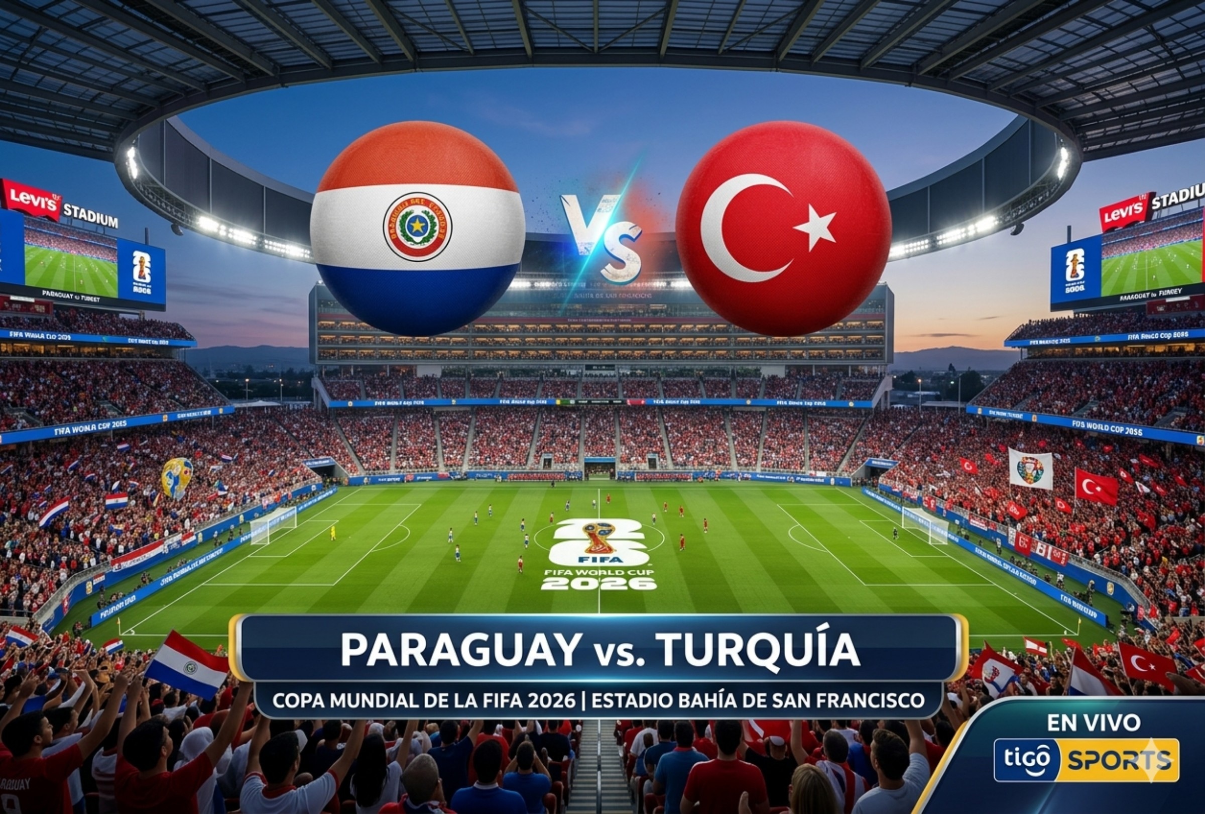 Paraguay vs. Turquía EN VIVO por el Mundial FIFA 2026: revisa dónde ver el partido por Tigo Sports, cómo seguirlo online por Tigo Play y consulta los horarios actualizados por país. (Foto: Imagen creada por Depor usando Gemini)