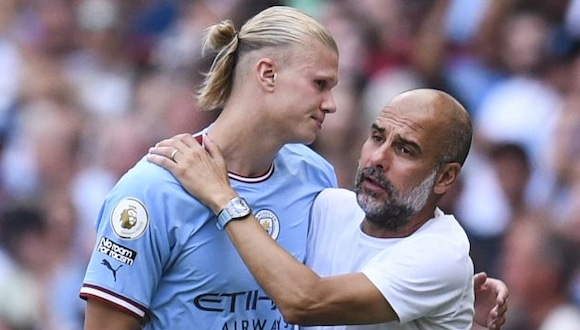 Pep Guardiola defiende a Erling Haaland de las crítica. (Foto: AFP)