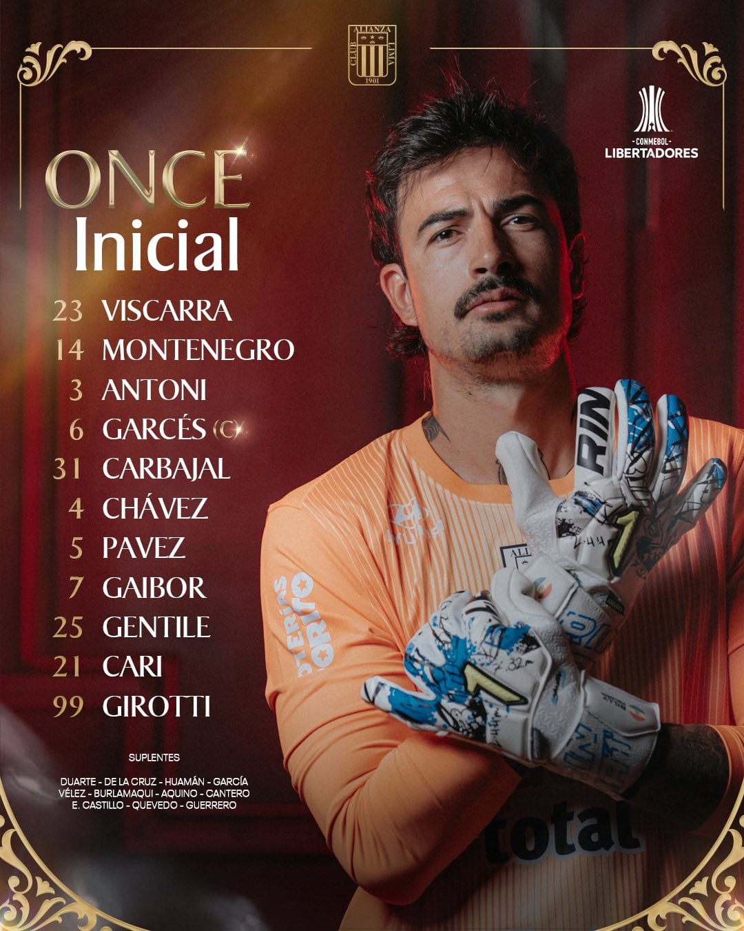 El once de Pablo Guedes en Paraguay. (Foto: Alianza Lima)