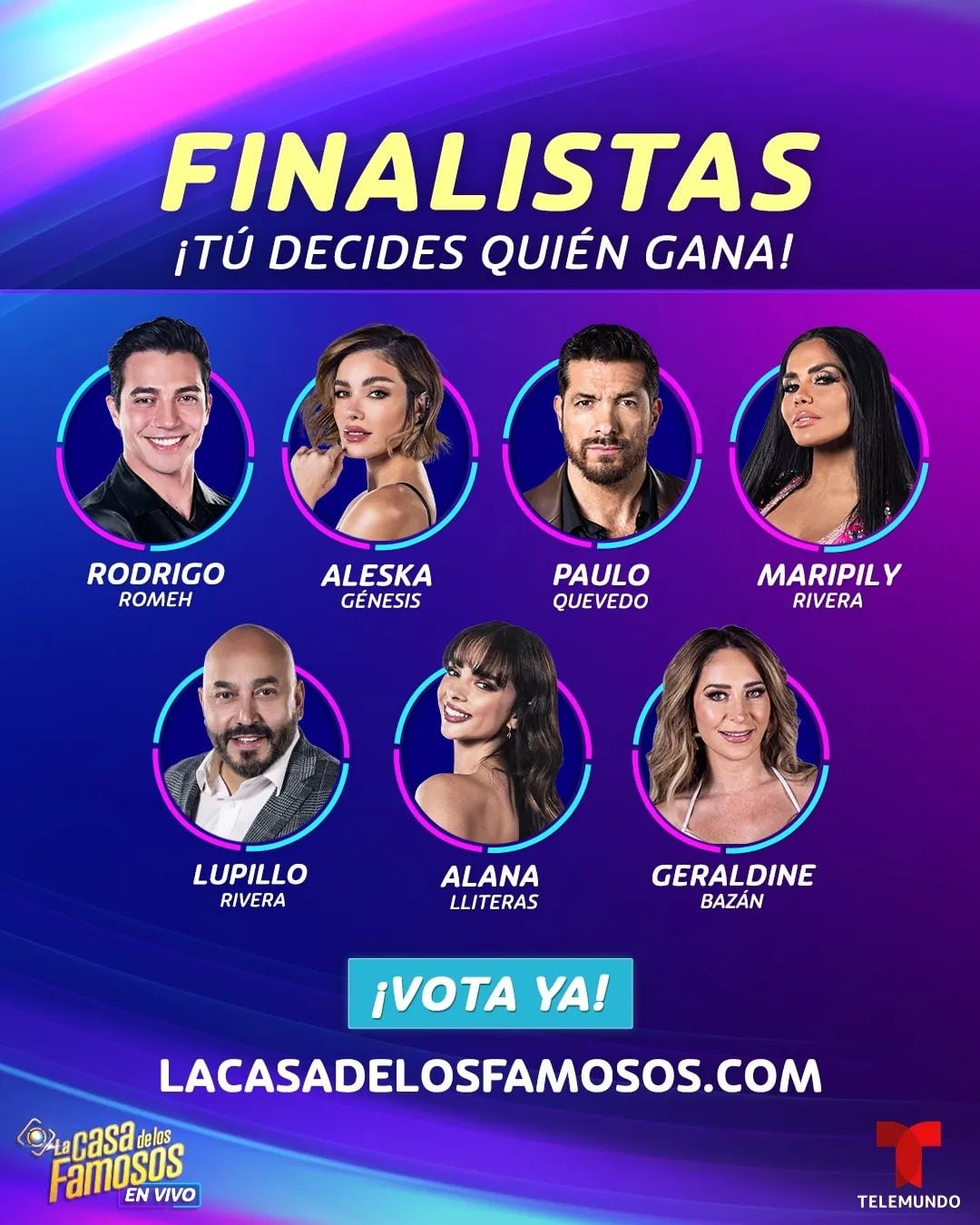 Después de la gala de eliminación, estos son los finalistas de la temporada 4 de "La casa de los famosos" (Foto: Telemundo)