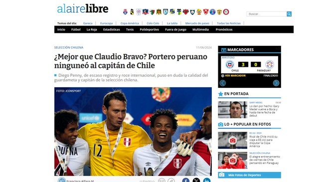 Las reacciones de la prensa chilena sobre las declaraciones de Diego Penny.