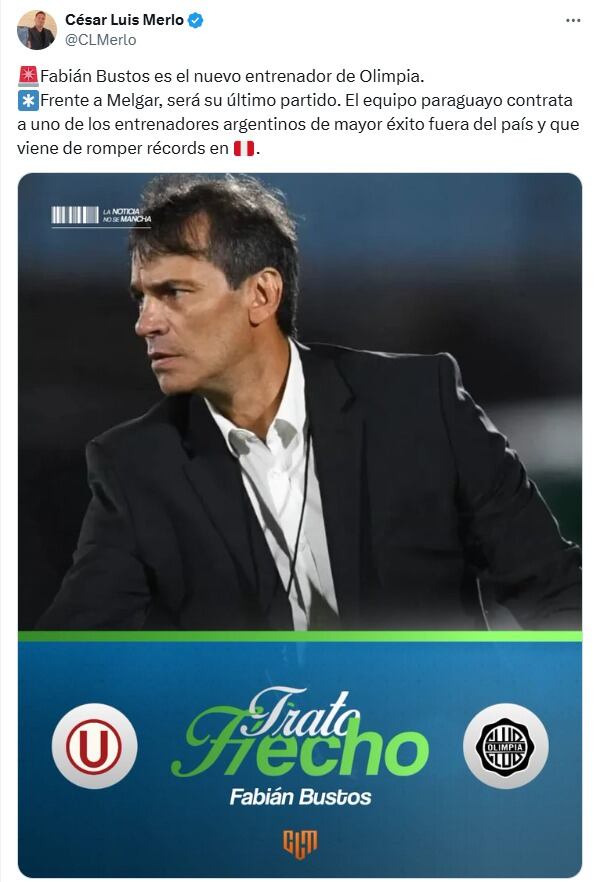 Fabián Bustos fue bicampeón con Universitario en el año de su Centenario.