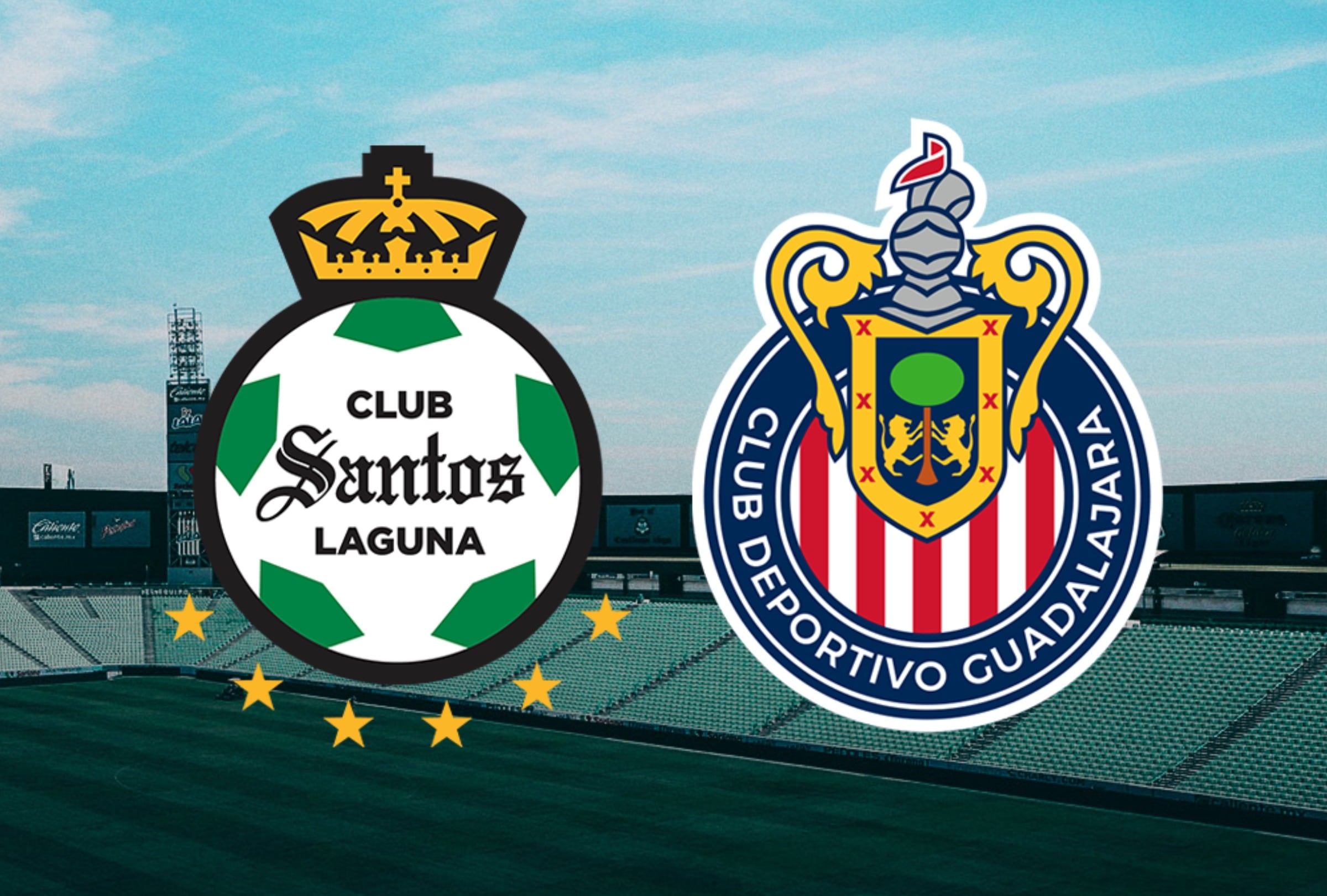 TORREÓN, COAHUILA (MÉXICO), 16/08/2026.- Canales para ver el partido Chivas vs. Santos EN VIVO que se realizará hoy domingo 16 de agosto en el Estadio Corona de Torreón por la fecha 4 de la Liga MX. FOTO: X de Santos Laguna y composición de Jesús Yupanqui.
