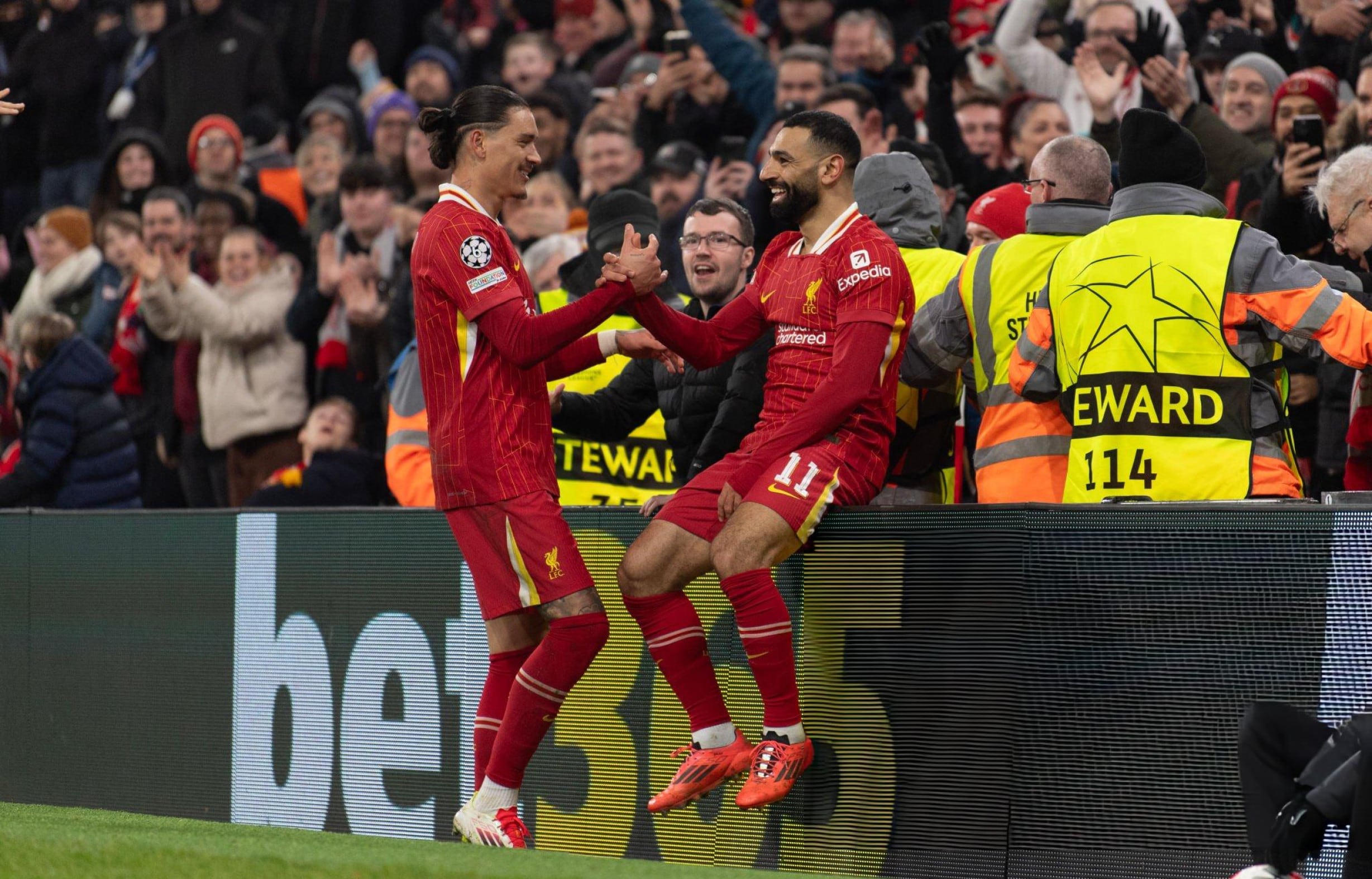 Salah y Darwin fueron campeones de la Premier League 2024/25 con Liverpool. (Foto: Getty Images)