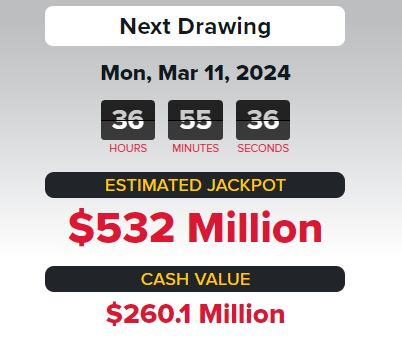 Este es el jackpot que ofrece la lotería estadounidense este lunes 11 de marzo de 2024 (Foto: Powerball)