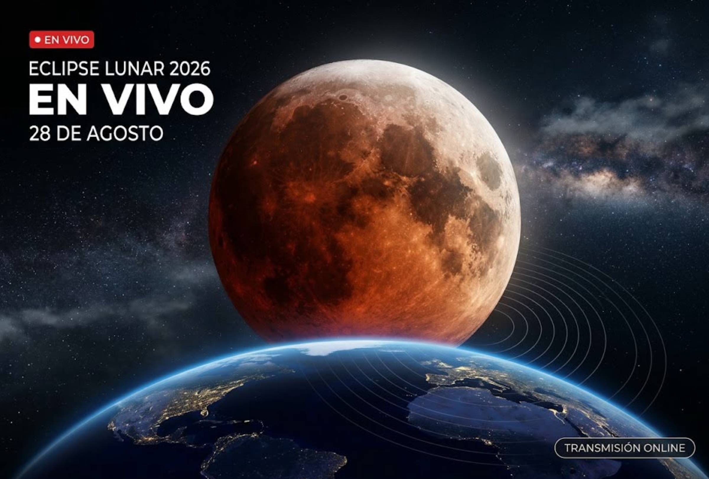 Revisa cómo ver EN DIRECTO y ONLINE el eclipse lunar parcial, uno de los eventos astronómicos más esperados en los últimos tiempos porque la Luna 'cambiará de color'. FOTO: Imagen creada por la IA de Gemini.