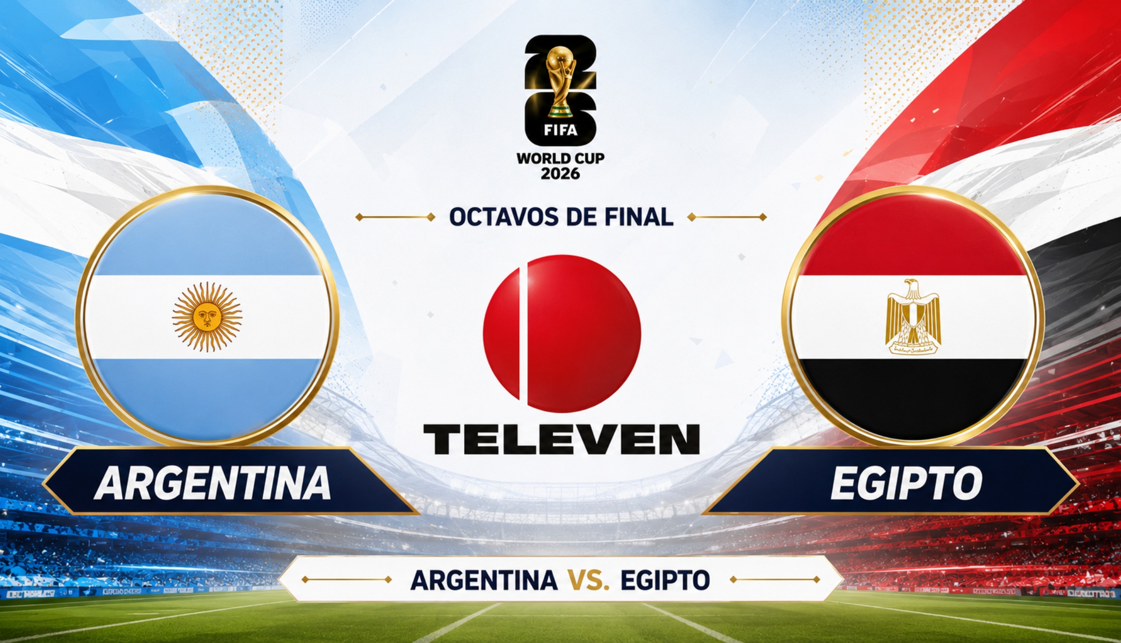 Señal de Televen en vivo y en directo para ver la transmisión de Argentina vs. Egipto, por octavos de final del Mundial de Fútbol 2026, este martes 7 de julio, desde el Mercedes Benz Stadium de Atlanta. (Foto: Imagen creada por El Comercio MAG utilizando la IA de Chat GPT)