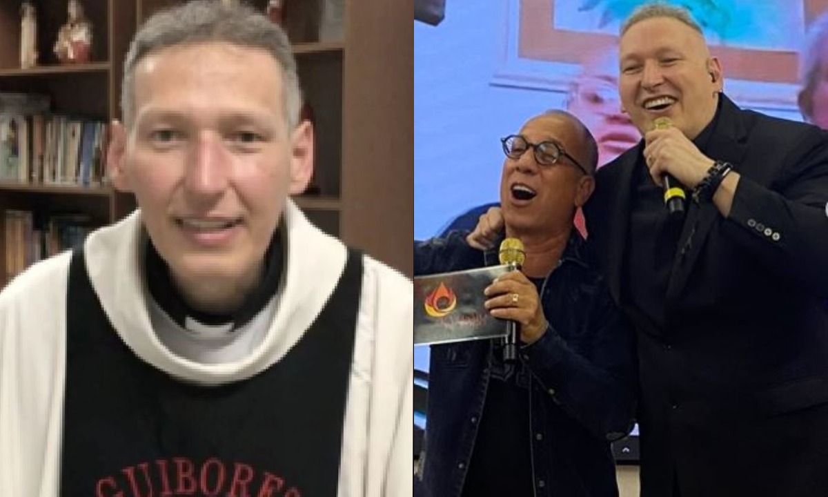 VIDEO VIRAL | El padre brasileño fue empujado por una mujer con problemas, pero cayó encima de sus feligreses. (Foto: padremarcelorossi/Instagram)