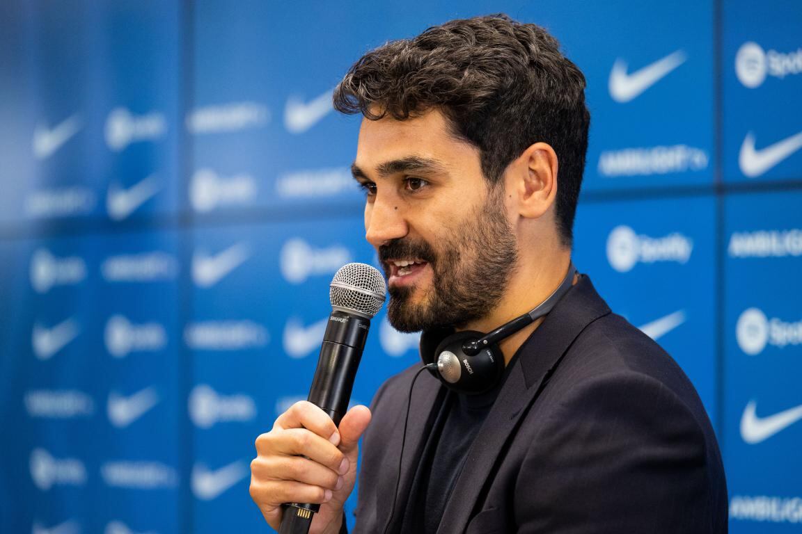 Ilkay Gündogan en su primera conferencia de prensa como jugador del Barça. (Foto: FC Barcelona)