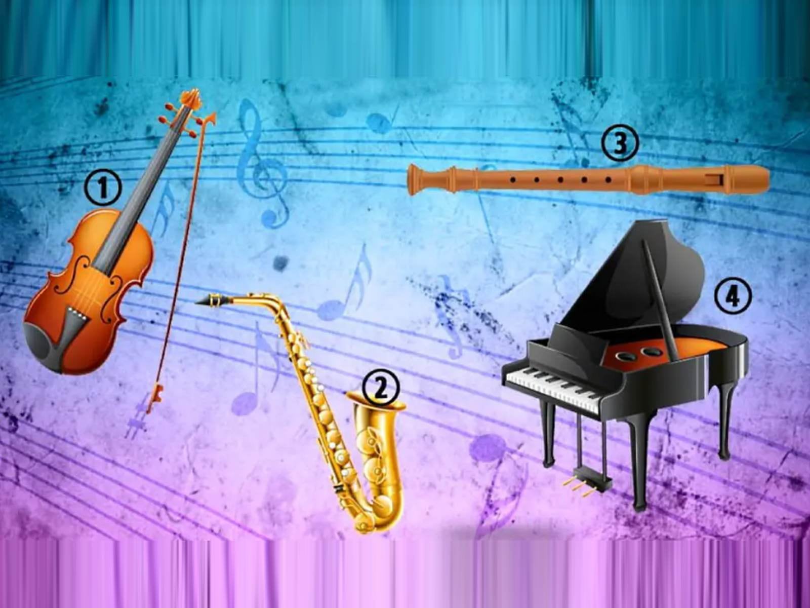 TEST VISUAL | Esta imagen te muestra cuatro instrumentos musicales. Debes escoger uno. (Foto: namastest.net)