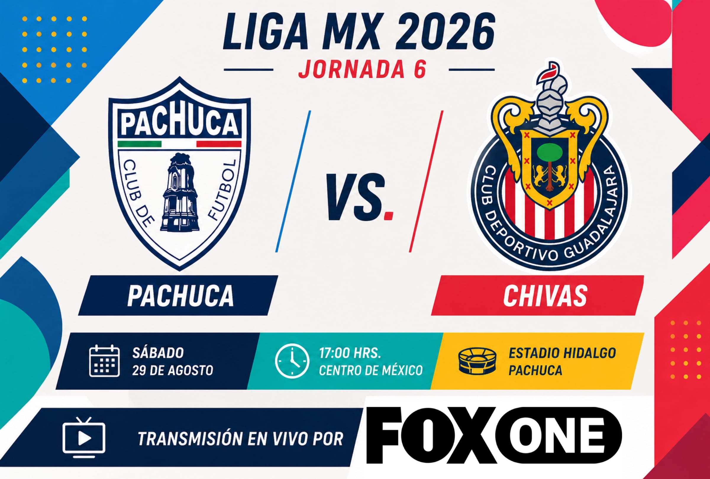 ⚫ Canal FOX One EN VIVO — ver partido Pachuca vs. Chivas de Guadalajara EN DIRECTO por TV online