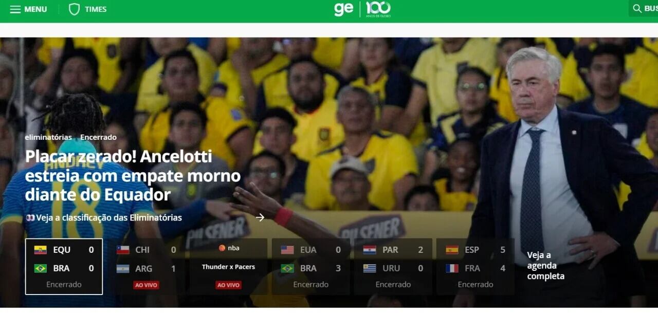 Prensa brasileña reaccionó al debut de Ancelotti. (Foto: GloboEsporte)