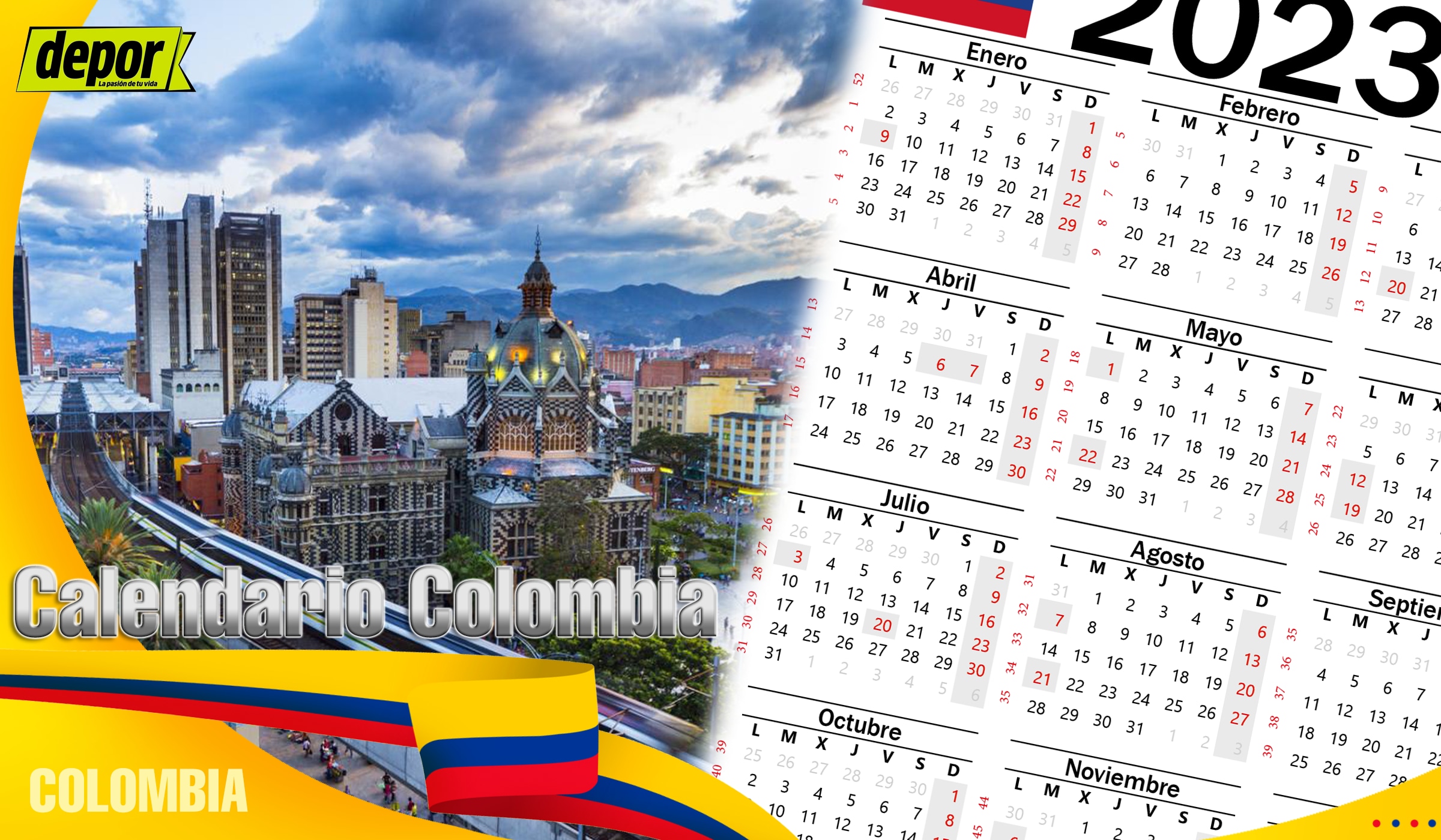 Descubre la cantidad de días festivos y feriados que tendrán lugar en Colombia durante el año 2023. (Foto: Composición)