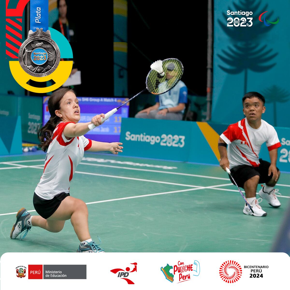 Giuliana Poveda y Nilton Quispe ganaron medalla de plata en parabádminton. (Foto: IPD)
