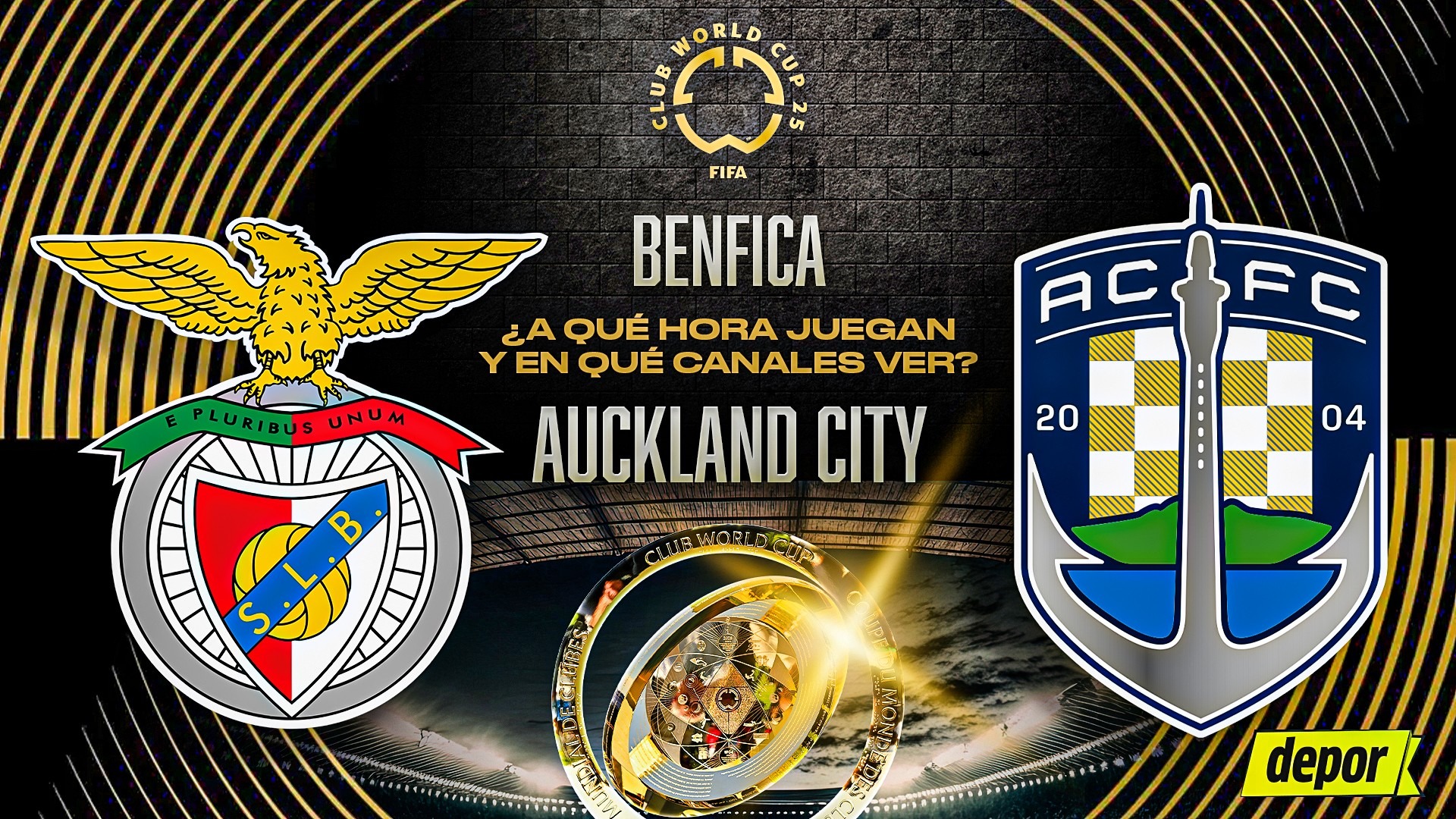 Benfica vs. Auckland City por Mundial de Clubes 2025. (Diseño: Christian Marlow)