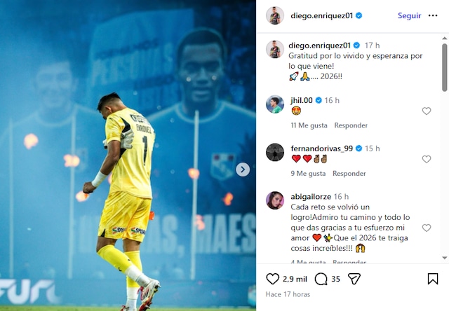 Diego Enriquez jugador de Sporting Cristal agradeció en un post por el 2025 | Foto: IG