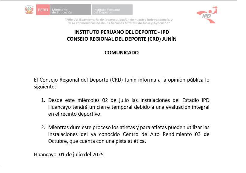 Estadio IPD de Huancayo cierra temporalmente por encontrarse en mal estado. (Foto: Difusión X)