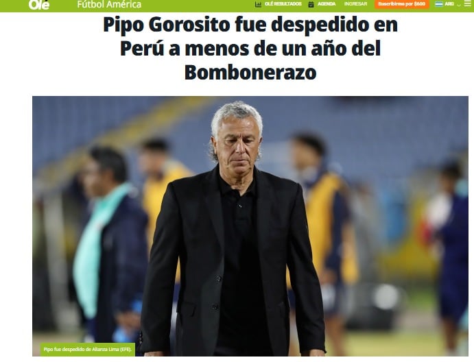 Olé reaccionó a la salida de Néstor Gorosito de Alianza Lima. (Imagen: Captura de Olé)