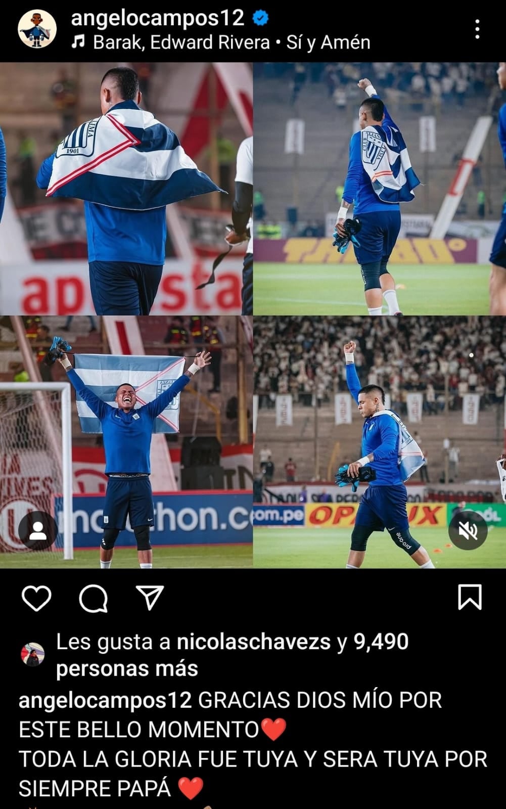 El mensaje de Ángelo Campos tras conocer su sanción. (Imagen: Instagram)