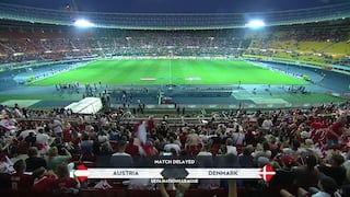 Efusivo festejo: hinchas del Austria vs. Dinamarca celebran el regreso de las luces