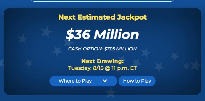 El jackpot de Mega Millions para el martes 15 de agosto es de 36 millones de dólares (Foto: Mega Millions)