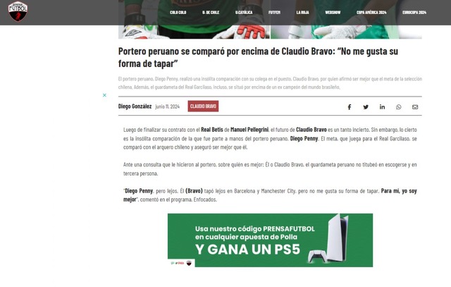 Las reacciones de la prensa chilena sobre las declaraciones de Diego Penny.