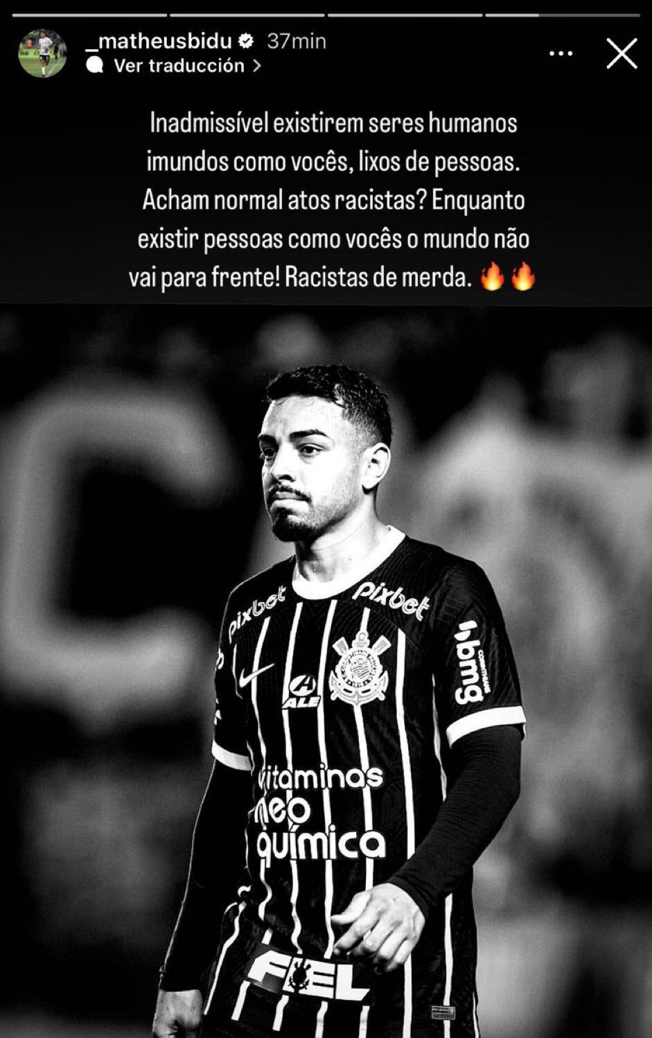 La publicación de Matheus Bidu en sus redes sociales. (Captura: Instagram)