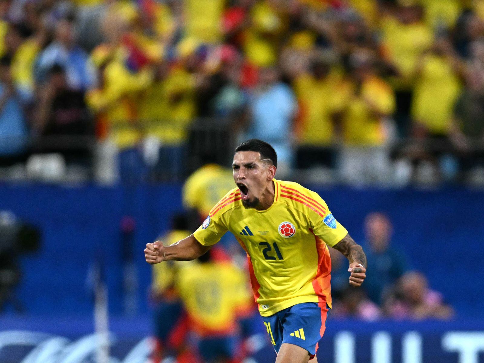 Daniel Muñoz celebra el primer gol de su equipo durante el partido contra Uruguay por la Copa América Conmebol 2024 | Foto: AFP