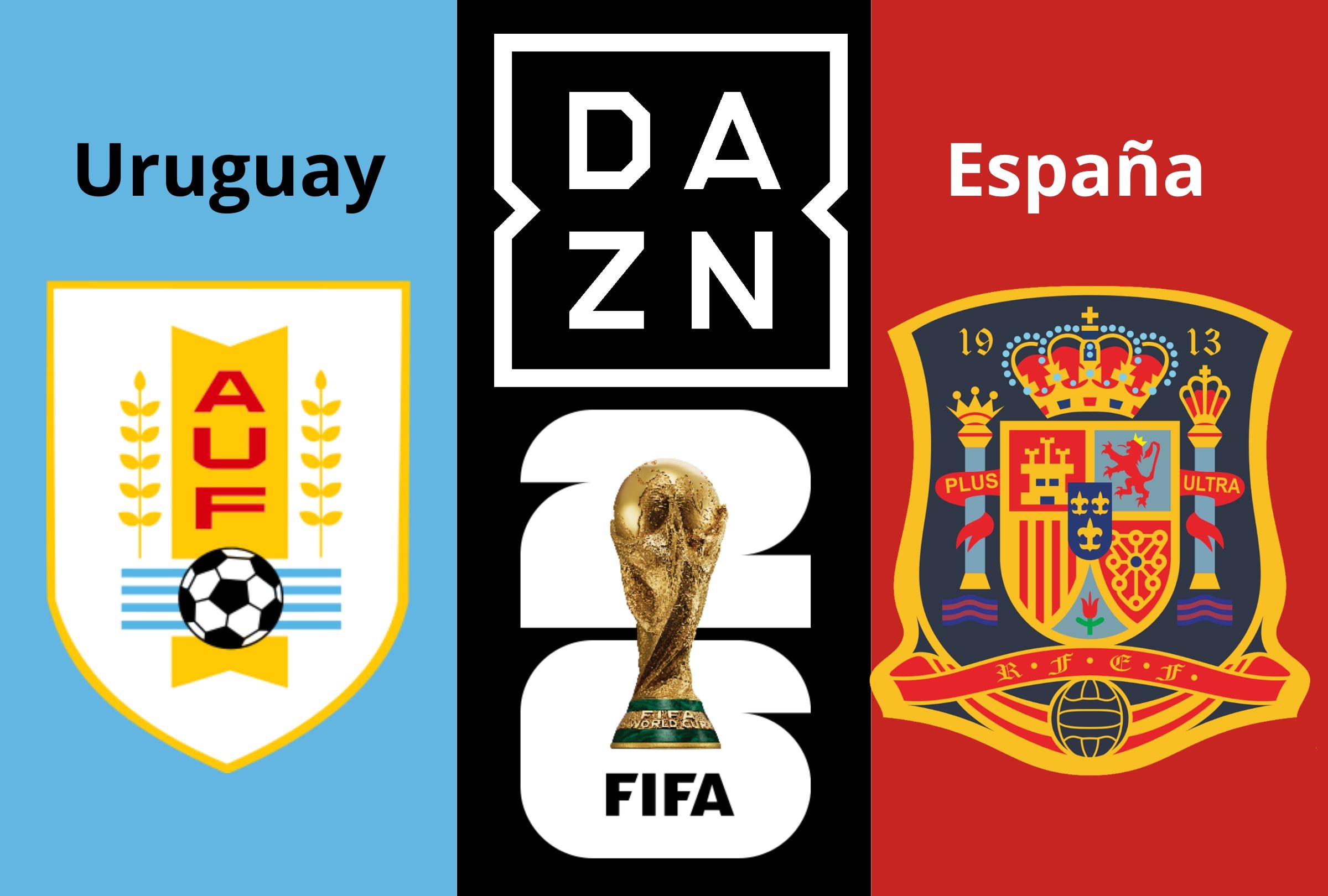 DAZN Mundial transmite el partido entre Uruguay vs España este domingo 28 junio a partir de las 2:00 am. (Madrid) por la Copa Mundial 2026. (Foto: Composición Depor)