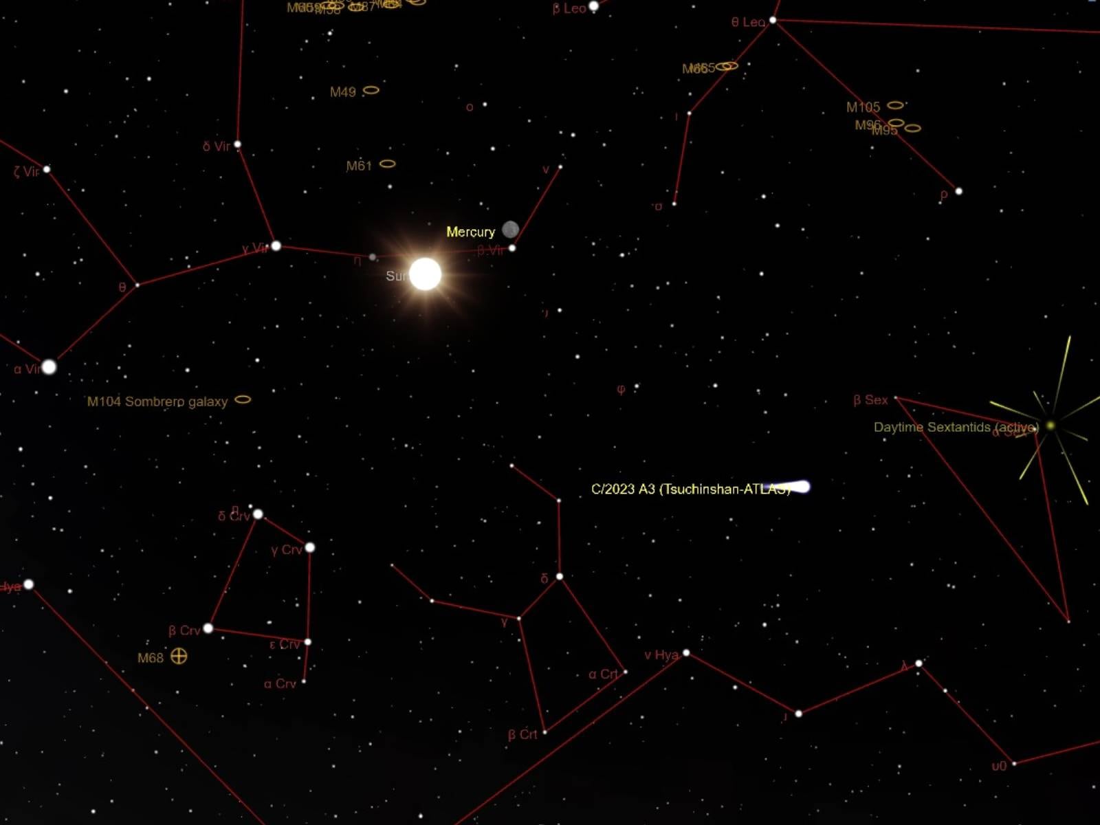 El cometa C/2023 A3 (Tsuchinshan-ATLAS) se podrá ver tanto en los países del hemisferio norte y sur. (Foto: theskylive.com)