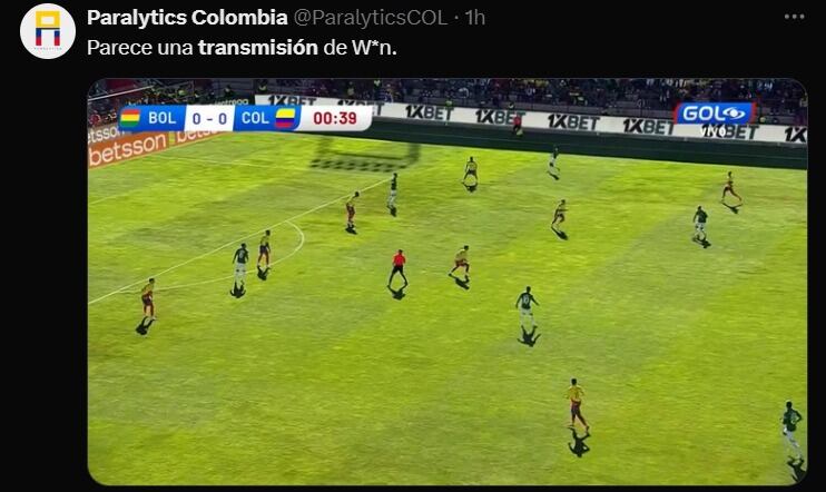 Usuarios en redes sociales manifestaron su molestia por transmisión del Bolivia vs. Colombia. (Foto: X)
