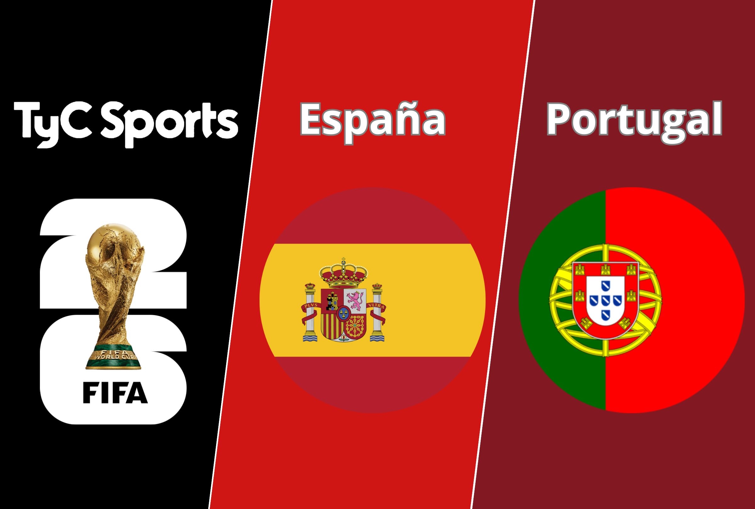 TyC Sports transmite el partido entre España vs. Portugal EN VIVO y EN DIRECTO ONLINE hoy lunes 6 de julio por octavos de final de la Copa Mundial 2026. (Foto: Composición Depor)