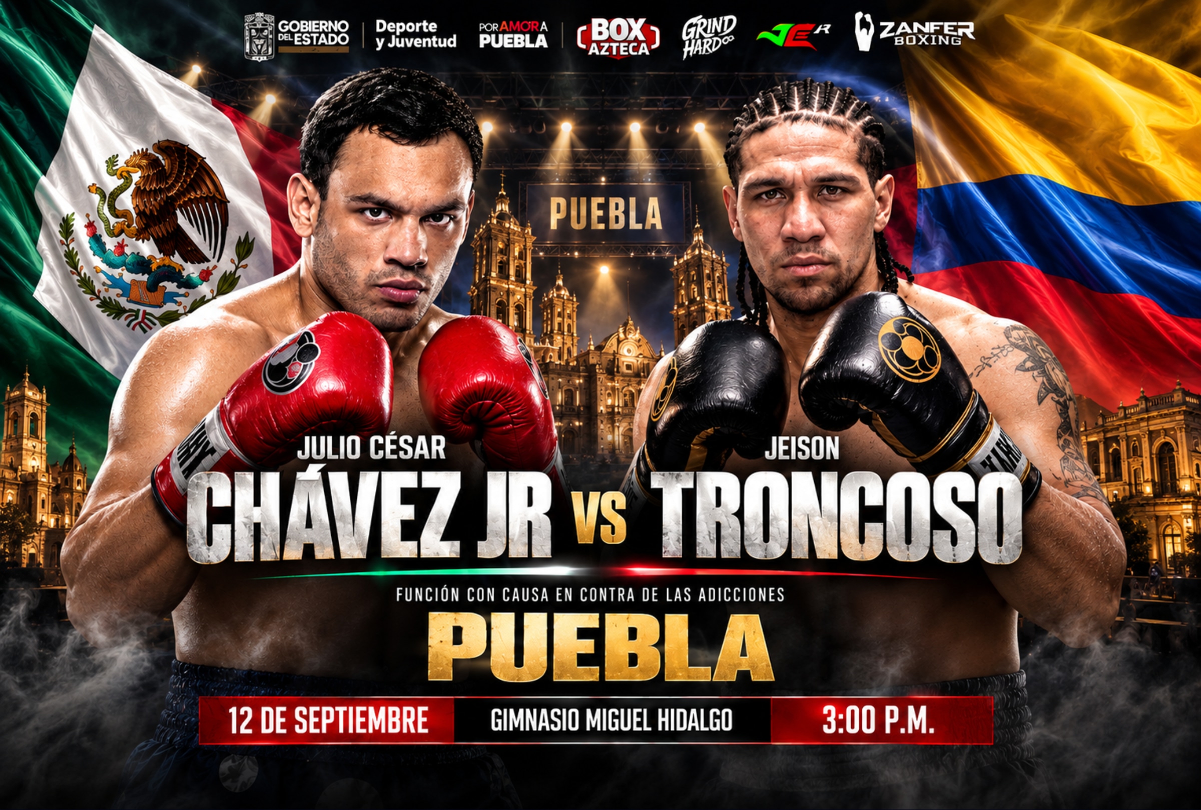PUEBLA (MÉXICO), 12/09/2026.- ¿Quién ganó Chávez Jr. vs. Troncoso? Consulta EN VIVO el resultado de la pelea estelar, además de todos los resultados de la cartelera en Puebla. FOTO DE TV AZTECA