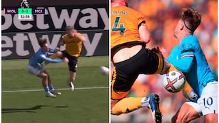 Impresionante falta: el duro ‘planchazo’ que recibió Jack Grealish en el Man. City vs. Wolves [VIDEO]