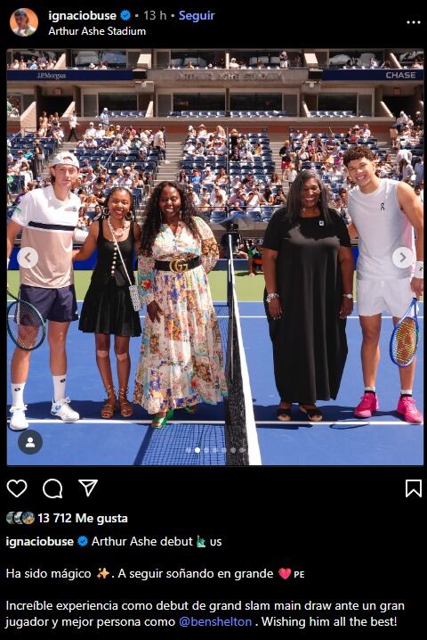 Post de Ignacio Buse en su cuenta de Instagram por su debut en US Open. (Captura: @ignaciobuse)
