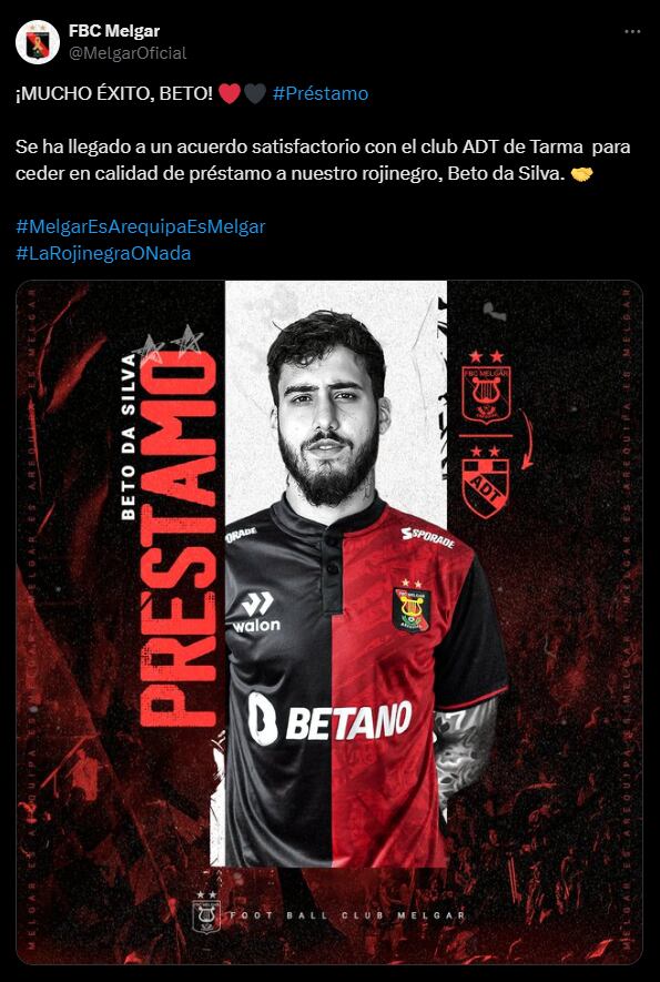Beto da Silva fue prestado a ADT. (Foto: Twitter)