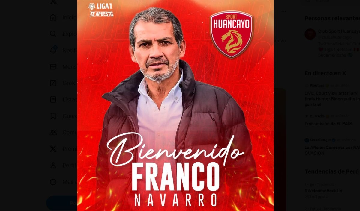 Sport Huancayo anunció a Franco Navarro como nuevo DT para el Torneo Clausura
