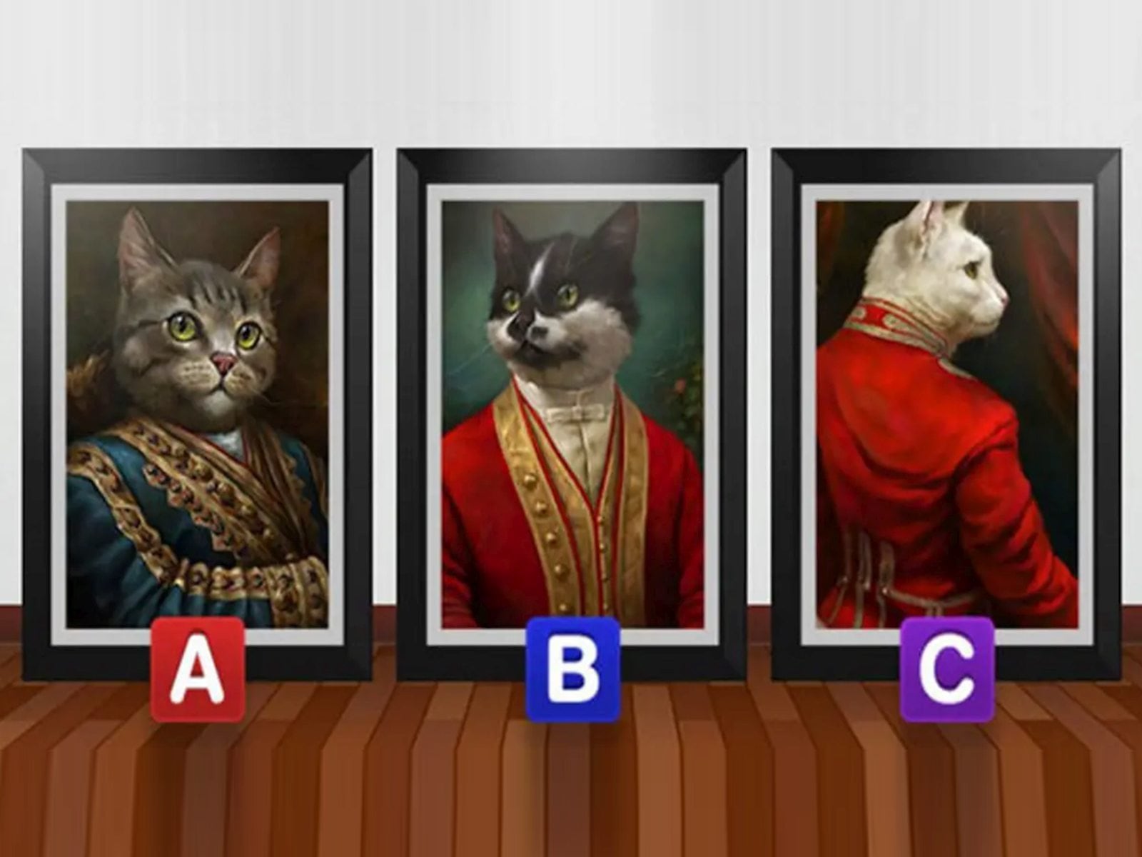 TEST VISUAL | Esta imagen muestra tres gatos. Cada uno lleva puesto un traje peculiar. (Foto: namastest.net)