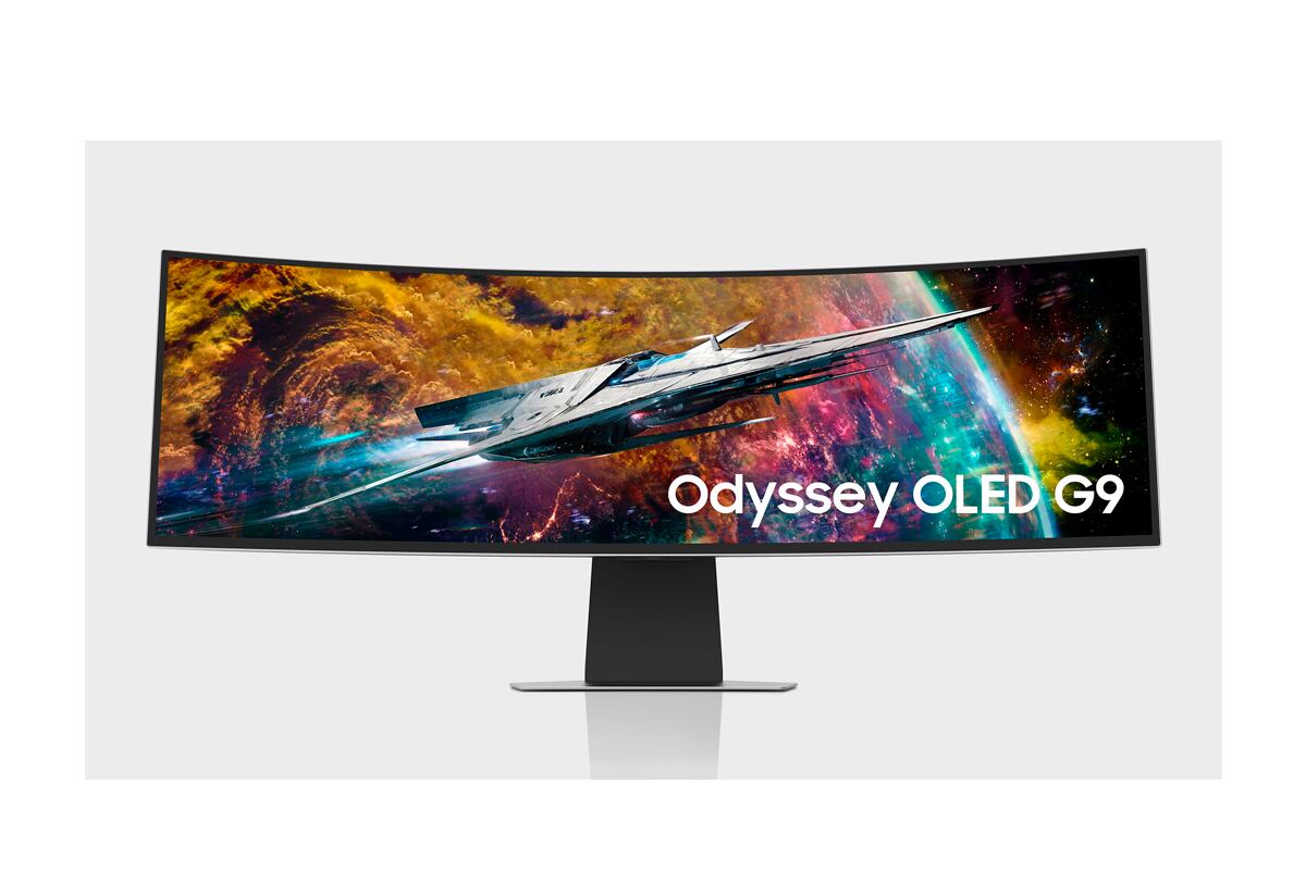 Samsung Odyssey Neo G9 (G95NC) ofrece una resolución de 7.680 × 2.160 y una relación de aspecto de 32:9 en una sola pantalla. (Foto: Samsung)