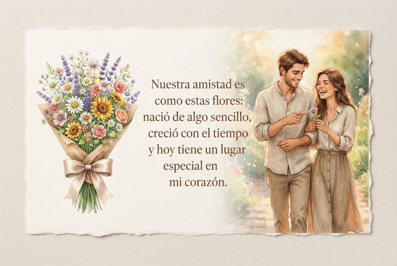 "Nuestra amistad es como estas flores: nació de algo sencillo, creció con el tiempo y hoy tiene un lugar especial en mi corazón". FOTO: Imagen creada por Gemini.